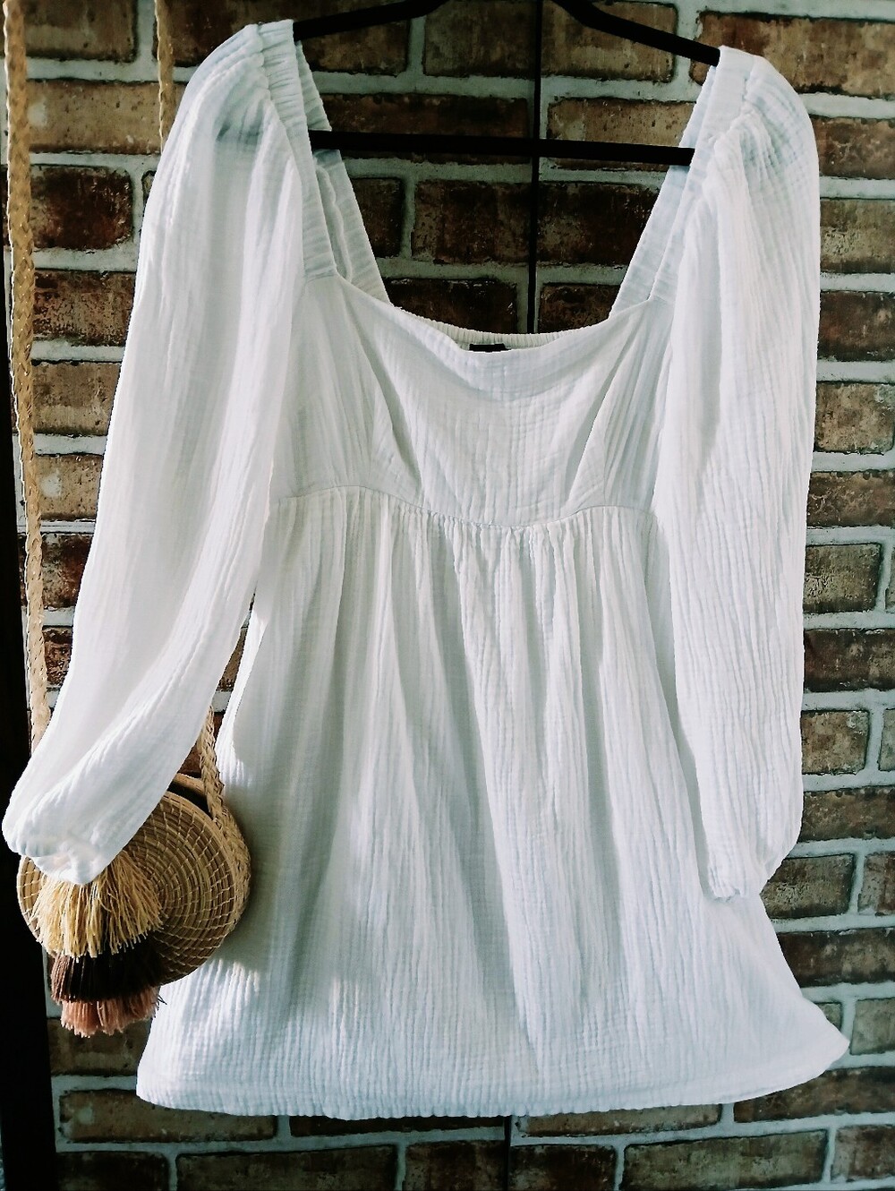 J. CREW White Gauze COTTON Puff Sleeves Smocked Mini Beach DRESS Women's Size S - Picture 2 of 13